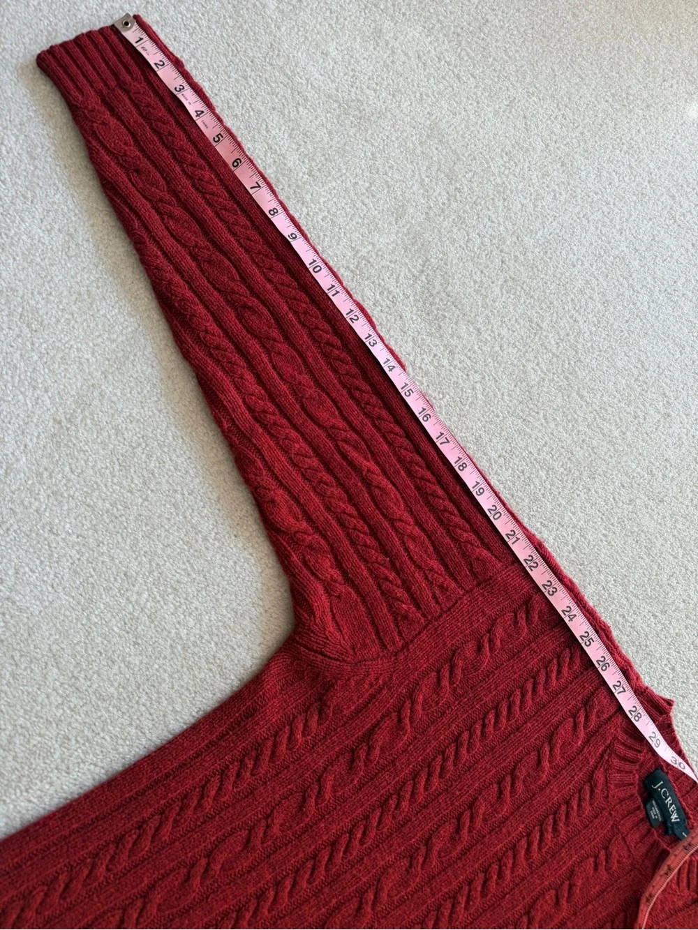 J.Crew Vintage 100% Lambswool Cable Knit Sweater Small Burgundy Classic